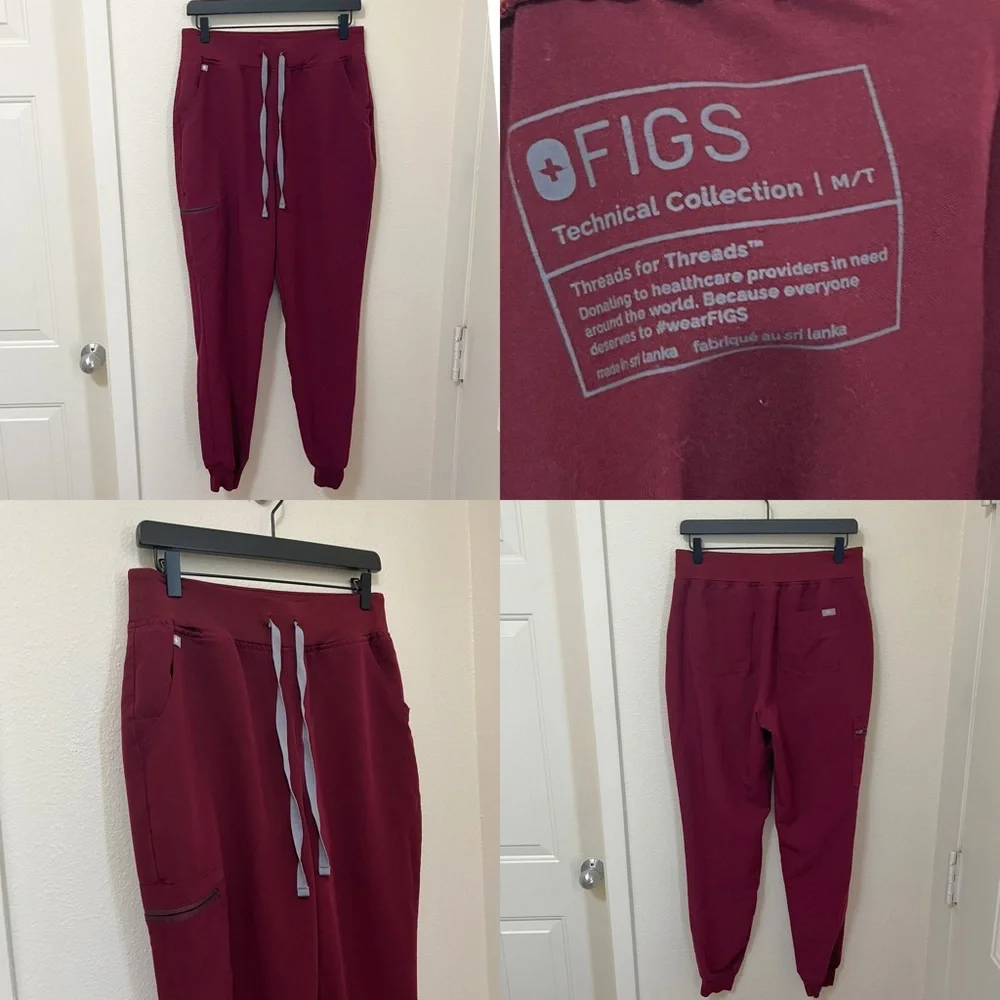 •FIGS• High Waisted Zamora Jogger Scrub Pant Burgundy PO# 2841